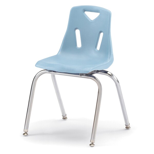 Berries Stacking Chair with Chrome-Plated Legs, 18 in. Ht, Set of 6, Coastal Blue